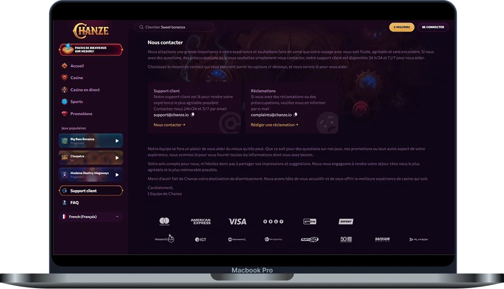 Casino Chanze Service Client